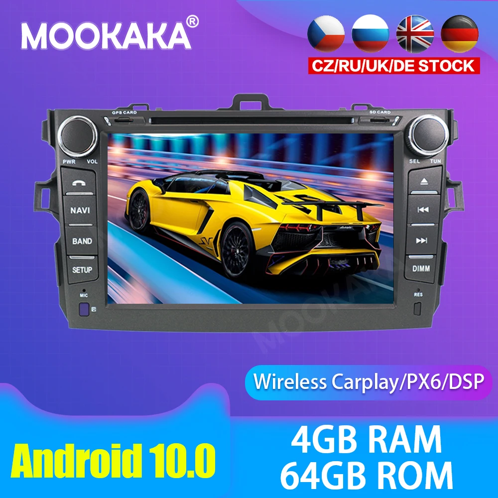 

Android 10,0 Автомобильный мультимедийный DVD-плеер GPS радио для Toyota Corolla 2007-2013 GPS-навигация стерео DSP аудио PX6