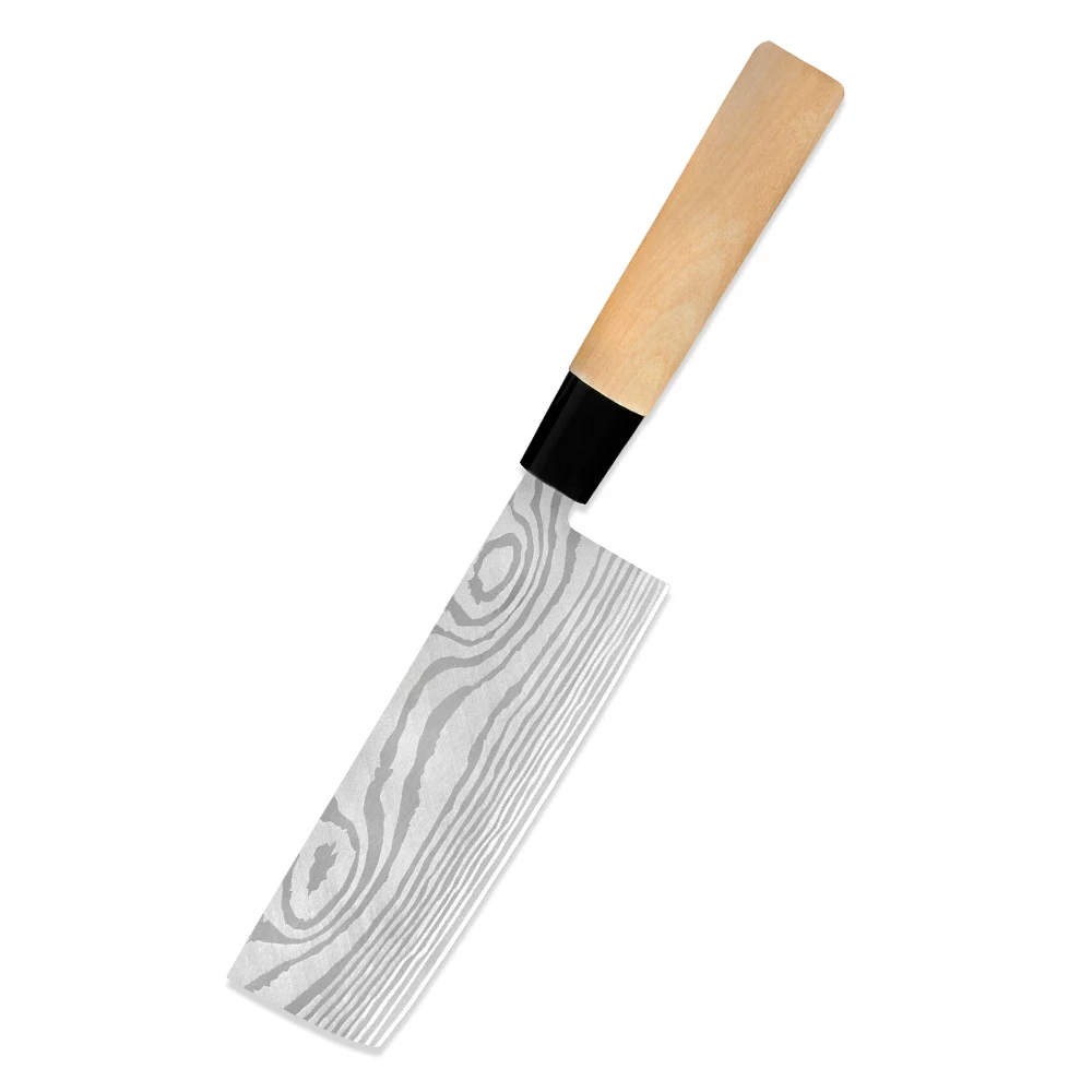 C.chopping knife XYj, 5 шт., набор кухонных ножей из нержавеющей стали, японский стиль, дамасский узор, лезвие 9 дюймов, сашими, шеф-повара, нож сантоку, инструменты для суши, мяса - Цвет: C.chopping knife