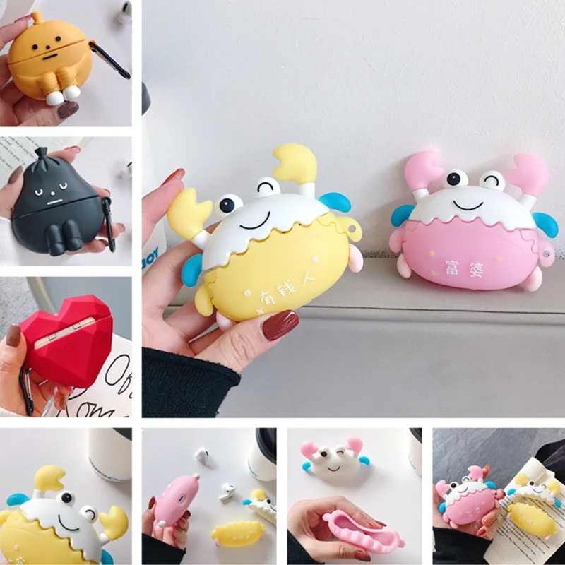 

3D Cute Earphone Case for Airpods Pro Case Animal Silicone Headphone Protector Cover Crab Heart Earpods Case for Airpods 3 Case