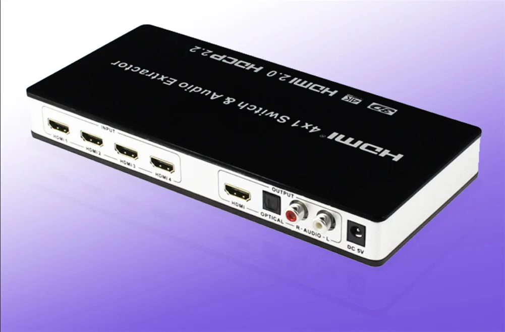 4-портовый HDMI 2,0 переключатель 4x1 с инфракрасным пультом дистанционного управления 60 Гц HDCP 2,2 ARC 3D HDMI коммутатор+ оптический Toslink L/R аудио экстрактор