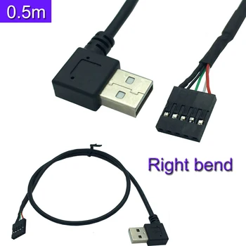 

50CM usb 90 Right angleA male to 1x 5Pin Female 2.54 USB header PCB motherboard cable