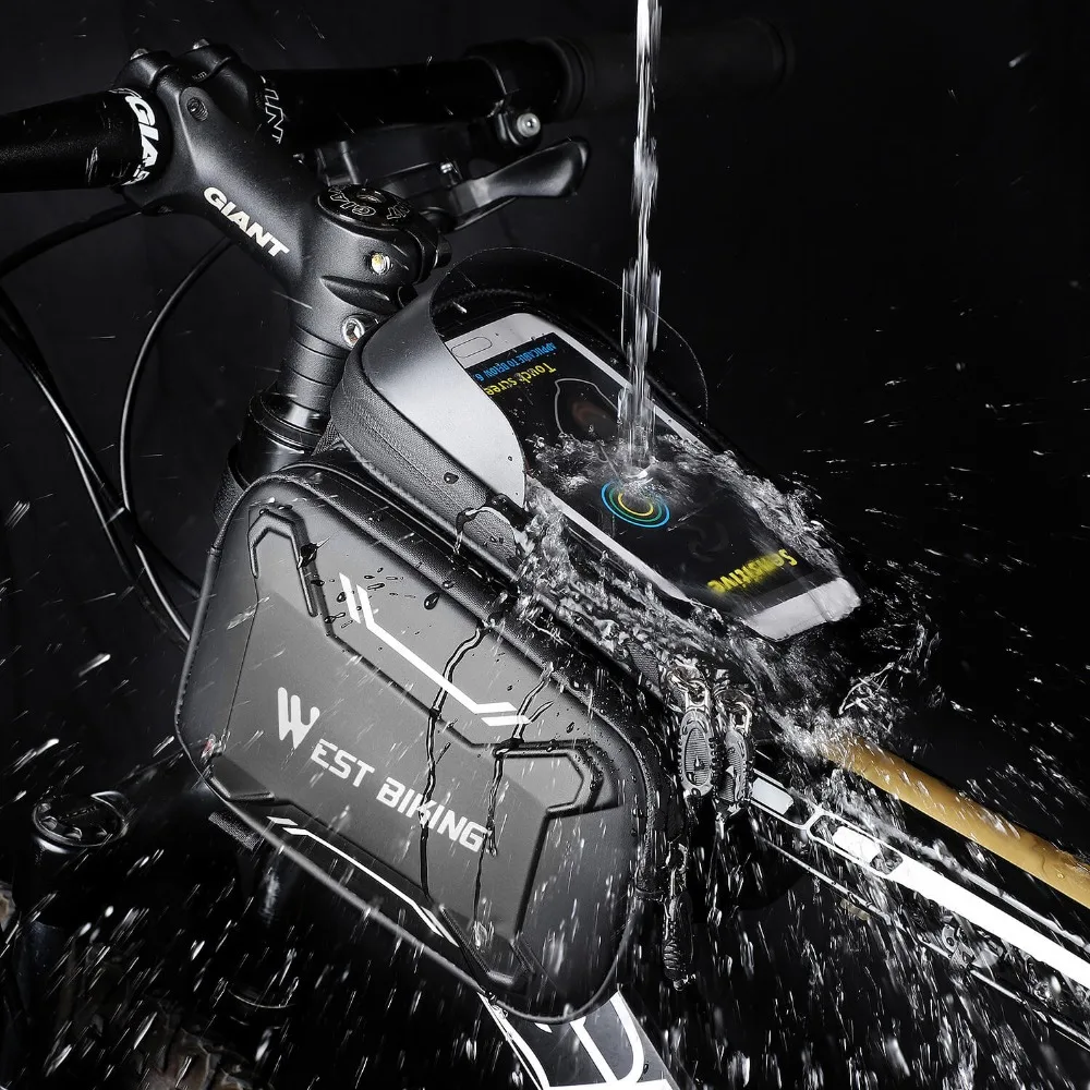Bike Phone Holder Bag Bicycle Frame Basket Front Beam Hard Shell Waterproof Touchable 6.2inch PU Leather | Спорт и развлечения
