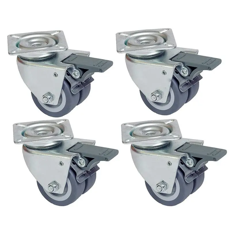 

4 pieces beach casters, double wheels suitable for turf with brake, capacity 400 kg