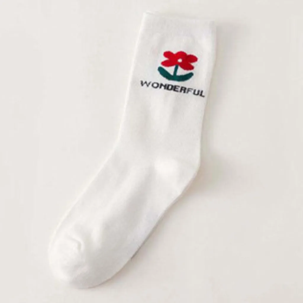 Autumn Cotton Socks 12Pairs Fashion Men Women Unisex Casual Elastic Print Middle Socks Winter Warm Meias Curtas