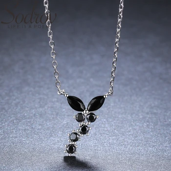 

SODROV 2019 New Romantic 925 Sterling Silver Jewelry Butterfly Necklace for Women Black Spine Female Gift KK014