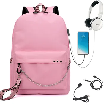 

Waterproof Usb School Bags Girls Teenagers Backpack Women Bookbags Black Large Capacity Middle Boys Teen Schoolbag C291