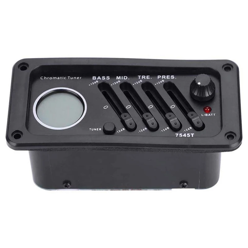 EQ-7545T 4-полосный Акустическая гитара встроенный пьезо эквалайзер Пикап с ЖК-дисплей тюнер