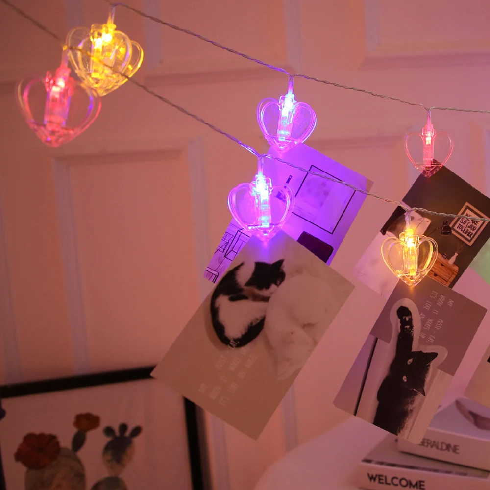 LED String Lights Photo Clip Outdoor Battery Operated Garland Xmas Fairy Lighting Christmas Decoration Holiday Party Wedding | Лампы и