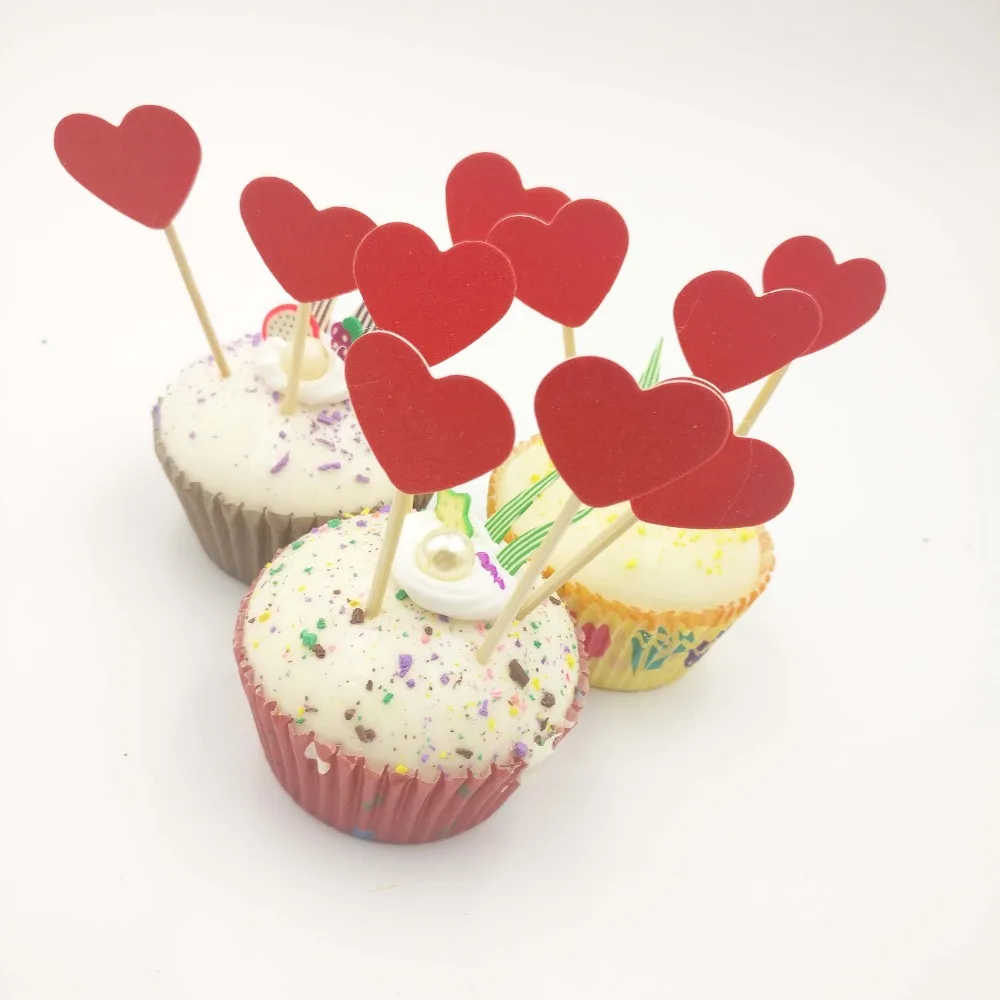 10pcs love heart cake cupcake topper wedding birthday party food sticks R