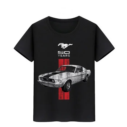 Футболка Mustang 50 лет футболка с логотипом Ford Car хлопковые футболки для мальчиков и девочек забавные детские футболки детский скейтборд спортивные футболки - Цвет: Черный