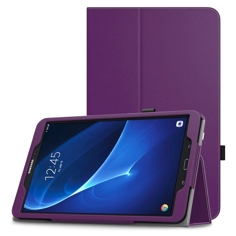Ультратонкий Магнитный чехол для samsung Galaxy Tab A 10,1, умный чехол из искусственной кожи, чехол с функцией автоматического сна/пробуждения T580 T585, SM-T580 чехол s - Цвет: Фиолетовый