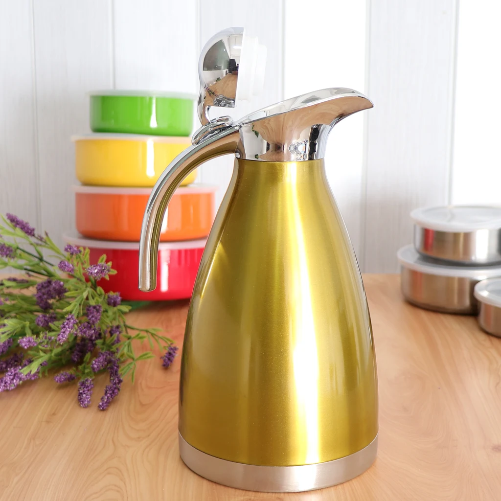 1.5L Stainless Steel Thermal Coffee Carafe / Double Wall Vacuum Jug Bottle / 24 Hours Heat Retention