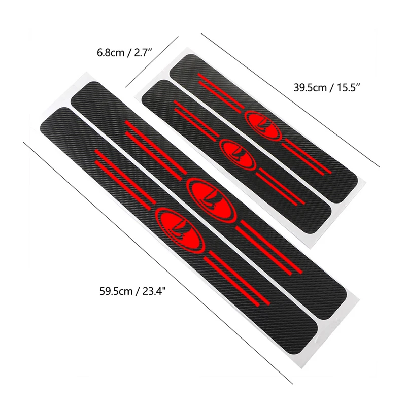 4PCS Carbon Fiber Protector Car Door Sill Plate Cover Sticker For lada VESTA niva kalina priora granta largus vaz Accessories - Название цвета: red