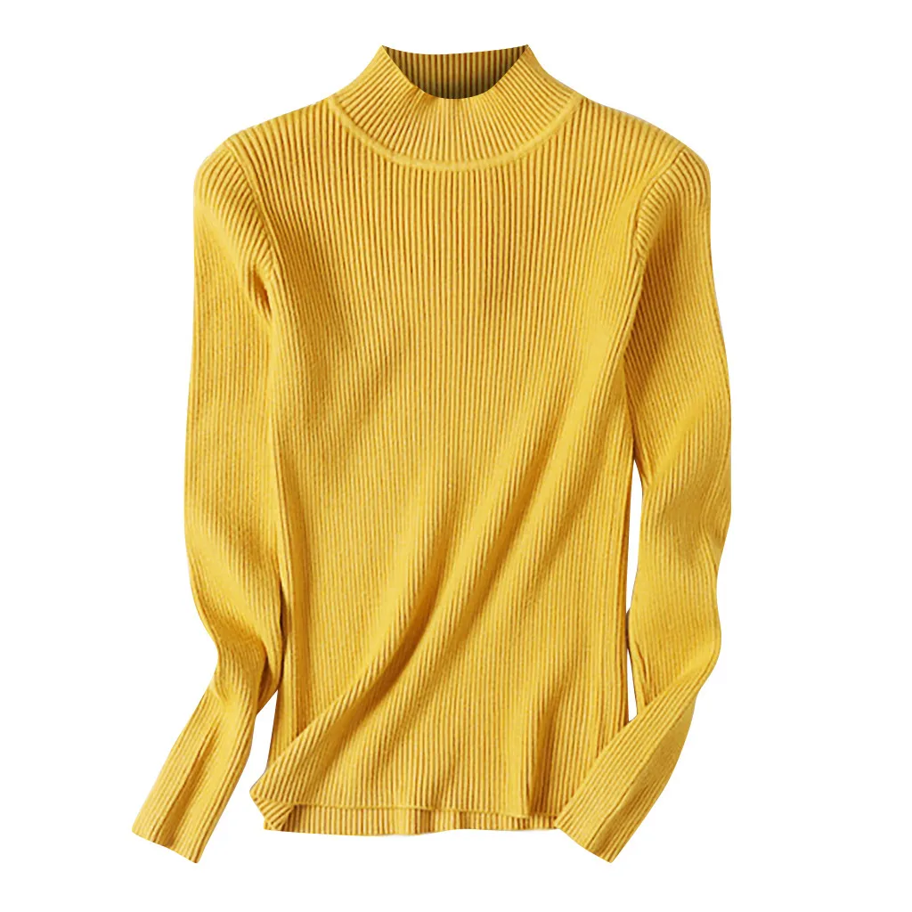 SAGACE, зимний Вязанный свитер, женские топы с длинными рукавами, водолазка, вязаный свитер, шикарная одежда, Женская Повседневная Уличная одежда - Цвет: Цвет: желтый