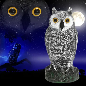 

PE Large Fake Owl Scarer Hunting Decoy Repeller Rodents Control Deterrent Practical Simulation Standing Outdoor Yard Decorative