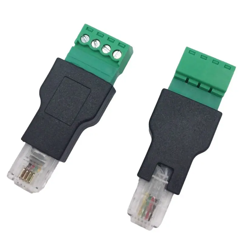 RJ11 К Винтовые клеммы адаптер мужчина к 4 Pin разъем сплиттер щит терминала для CCTV DVR