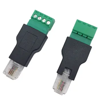 

RJ11 to Screw Terminal Adapter RJ11 Male to 4 Pin Connector Splitter Shield Terminal Plug for CCTV DVR