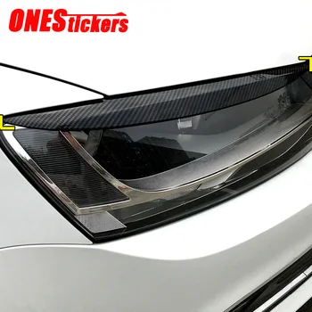 

For Volkswagen VW Jetta MK6 Carbon Fiber+Gloss Black Car Accessories Headlight Lamp Eyebrow Eyelids Trim Cover Strip Stickers