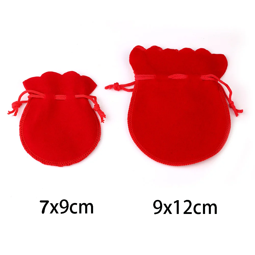 10/25pcs 7x 9/9x12cm 벨벳 선물 가방 조롱박 호리병박 모양의 보석 포장 가방 웨딩 파티 선물 Drawstring 포장 가방