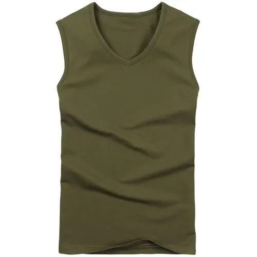 V neck Army Модная брендовая мужская майка из 85% хлопка с круглым вырезом, летняя мужская майка без рукавов с v-образным вырезом, красивый повседневный жилет белого/серого/черного цвета - Цвет: V neck Army