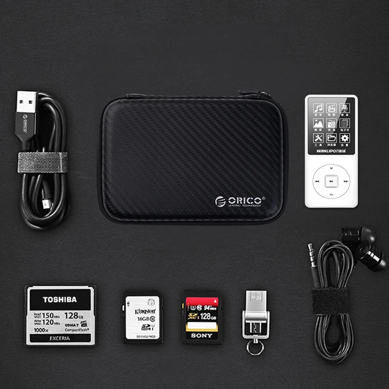 ORICO Shockproof HDD SSD Hard Drive Protective Case USB Cable Earphone Pouch Dual Buffer Layer Anti-Static External Storage Bag