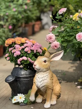 

Garden Decoration Animals Outdoor Resin Simulation Rabbit Kindergarten Villa Kettle Flower Pot Landscape Ornaments