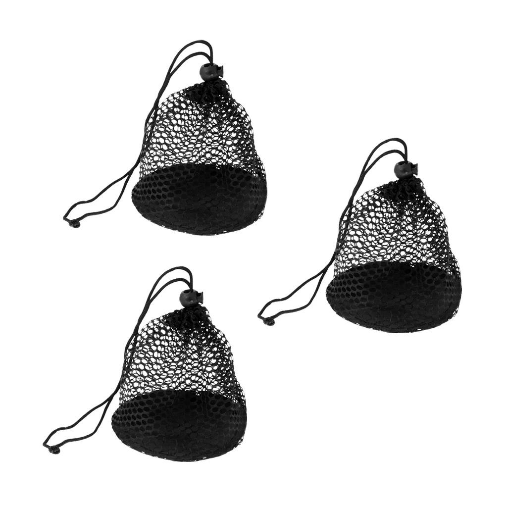 3 Pieces Durable Nylon Mesh Net Bag Carry Bag Golf Ball Mesh Net Pouch Carrying Holder for Golf Ball Tennis Ball