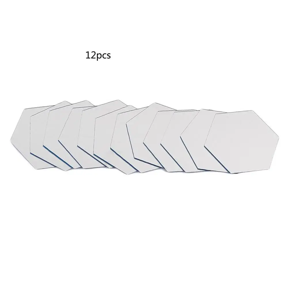 80x70x40mm silver 12 шт. шестигранные съемные водонепроницаемые самоклеящиеся зеркальные наклейки для дома, ванной, кухни, настенные наклейки, украшение кухни - Цвет: 80x70x40mm silver