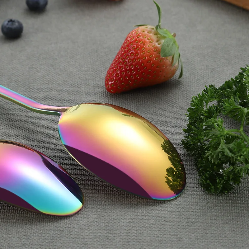 Rainbow Wedding Travel Cutlery Set Stainless Steel Dinner Knife Fork Scoops Silver Tableware dishes sets dinnerware cutlery