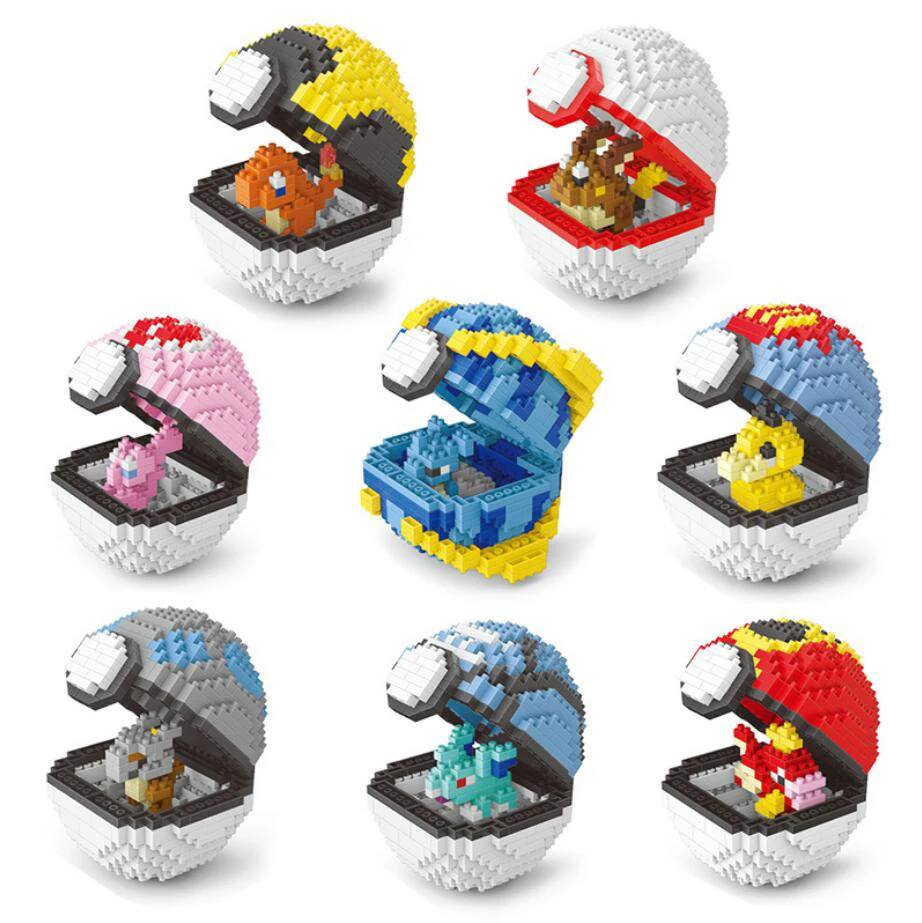 

Anime game poke micro diamond block Pika Lapras Magikarp Mew Charmander Squirtle Raichu psyduck ball Nintendoes nanobrick toy