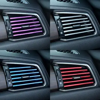 

10Pcs/set Car Accessories DIY Car Interior Air Conditioner Grille Outlet Vent Styling Strip Car Silvery Chrome Decoration New
