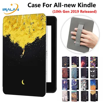 

Wrist Rest Magnetic Smart Case For Amazon All-New Kindle 2019 10th Generation PU Leather Slim Handle Stand Cover+Film+Stylus