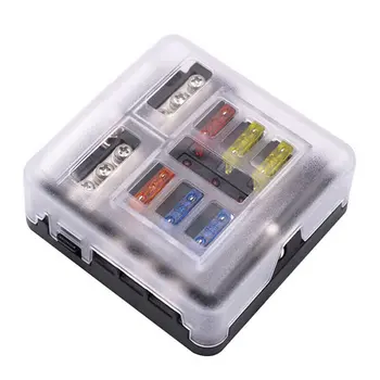 

19F-06L fuse holder set car independent positive and negative fuse box with LED indicator 1 in 6 screw connection