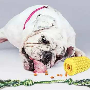 

Yellow Corn Dog Chew Toy Bite-resistant Tough Chew Pet Cleaning Tools Teeth Squeaker Rope Toys Dog Toy