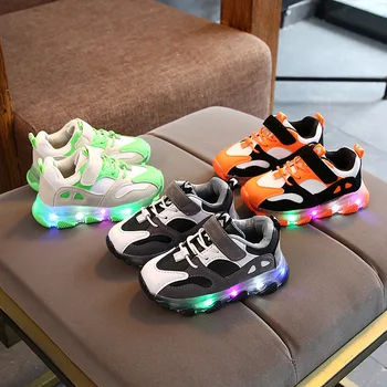 

Children shoes light up Air mesh running shoes in summer boys girls sneakers with led light for kids