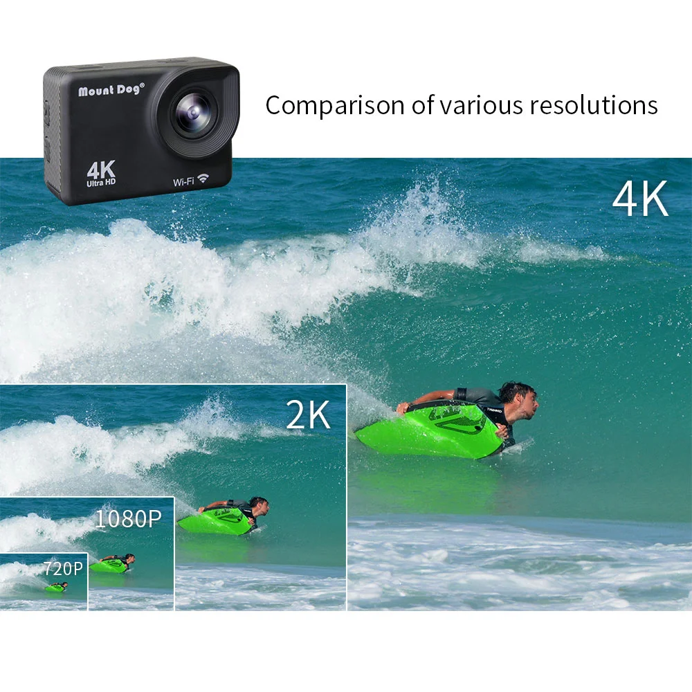 Дешево Спортивная Экшн камера Mount Dog 4K 30fps WiFi 2,0