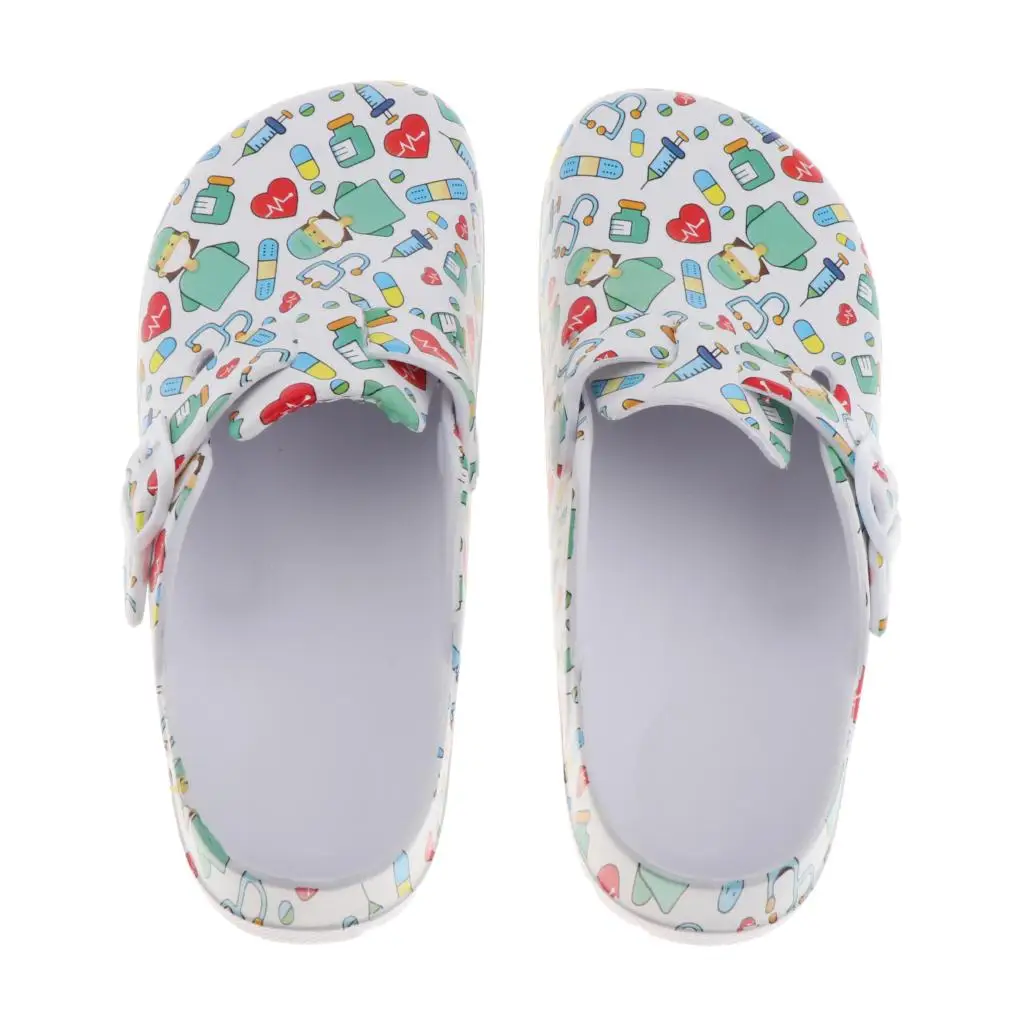 Patterned Nursing Shoes for Women Garden Shoes Waterproof Platform Slippers Sandals Nurse Clogs Slip Resistant Work Chef Shoes