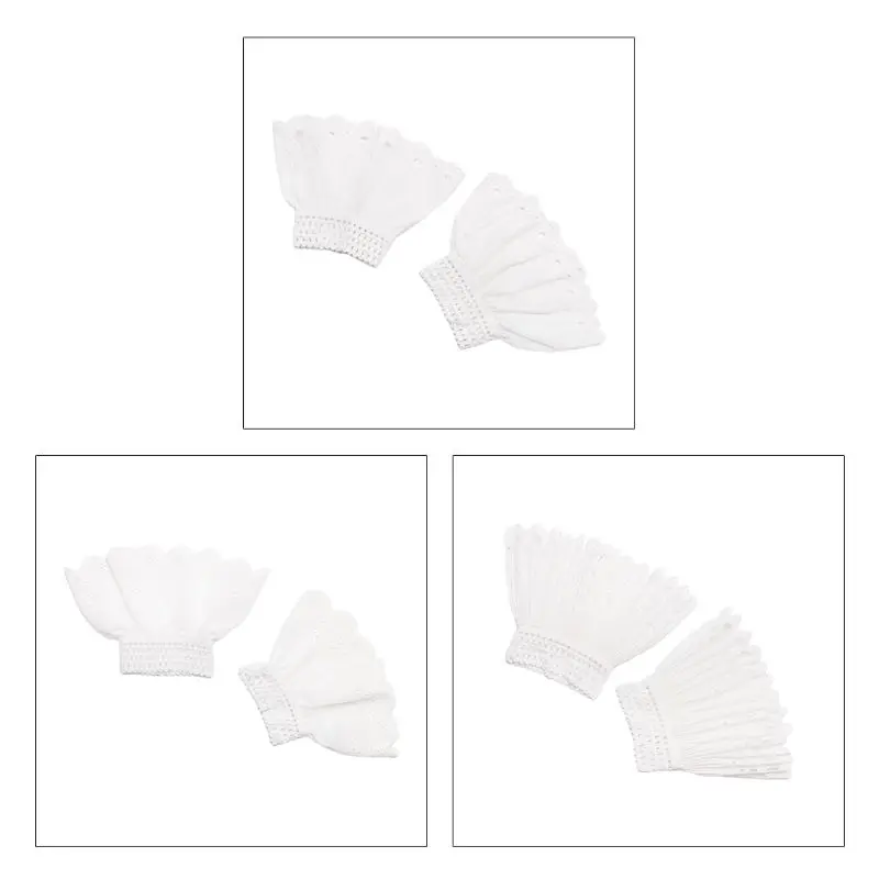 Vintage Women Pleated Ruffles Decorated Horn Cuffs Hollow Out Embroidery Floral Lace Fake Sleeves Elastic Double Layer |