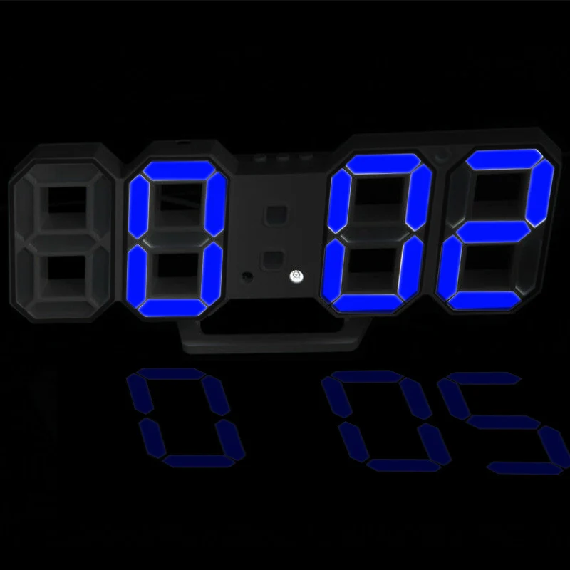 Black white Font Современный цифровой 3D светодиодный настенные часы Будильник Повтор часы с 12/24 часовым дисплеем DTT88 - Цвет: Black white Font