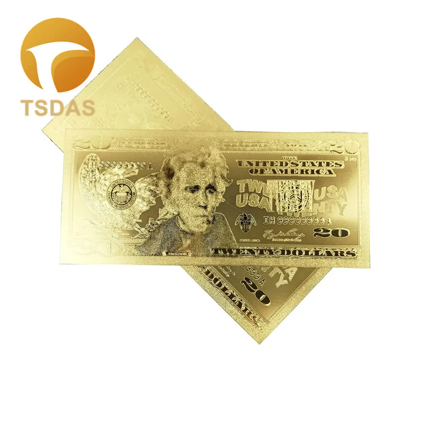 Американские$20 долларов чистые 24 к золотые банкноты для декора дома, 10 шт./лот