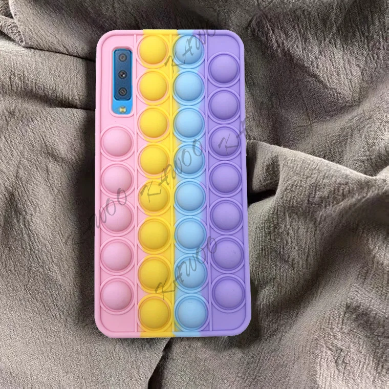 cute phone cases for samsung  J8 2018 Pop Fidget Toy Push Bubble Soft Phone Case Cover for Samsung A6 J4 J6 Plus A7 2018 A750 A42 Stress Reliver Case Coque silicone case samsung Cases For Samsung