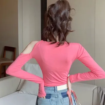 

O New Fashion Sweater Women 2019 Sexy Round Collar Off-shoulder Women Slim Long Sleeve T-shirt Tops Women's Sweater