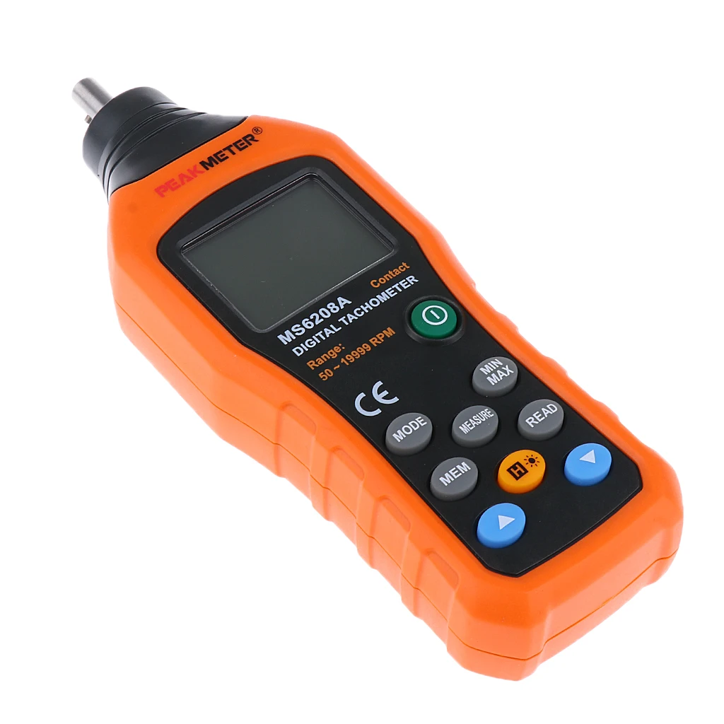 PEAKMETER MS6208A об/мин ЖК-цифровой контактный Тахометр 50~ 19999 ОБ/мин запись данных