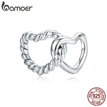 

bamoer Genuine 925 Sterling Silver Closer Hearts Openwork Charm for Original Luxury Brand Female Jewelry SCC1563