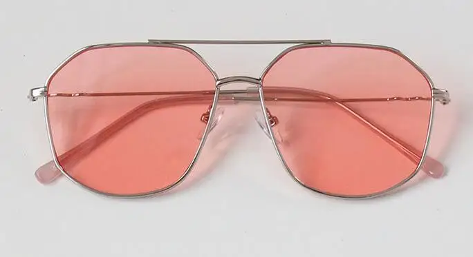 Металлические классические Винтажные Солнцезащитные очки женские роскошные брендовые дизайнерские прозрачные желтые очки женские Oculos De Sol Masculino - Цвет линз: silver pink