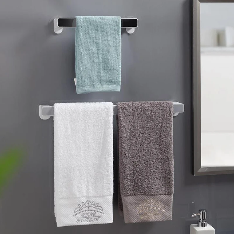 Bathroom Towel Storage Rack Towel Rack Wall-Mounted Bathroom Hook Kitchen Bar Self-adhesive Holder Rail
