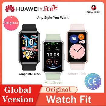 

Global Version HUAWEI Watch FIT In Stock Original Reloj SmartWatch Quick-Workout Animations Blood Oxygen 10 Days Battery Life