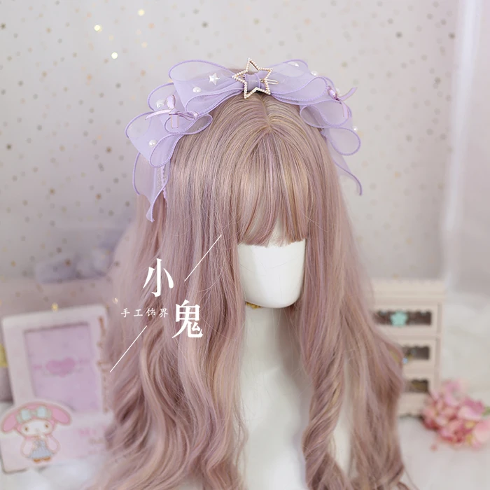 Light Purple Лолита великолепный ежедневный астрологический Кот повязка KC жемчужная Медуза Морская раковина обруч для волос Лолита каваи ручной работы головной убор Косплей - Цвет: Light Purple