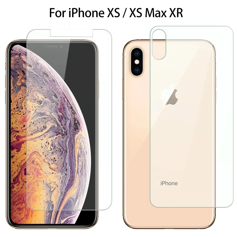 

Clear Front+Back 2PCS Protective Tempered Glass For iPhone XS Max XR XS X 7 8 6 6s Plus 5S SE 5 Screen Protector Rear Glass Film