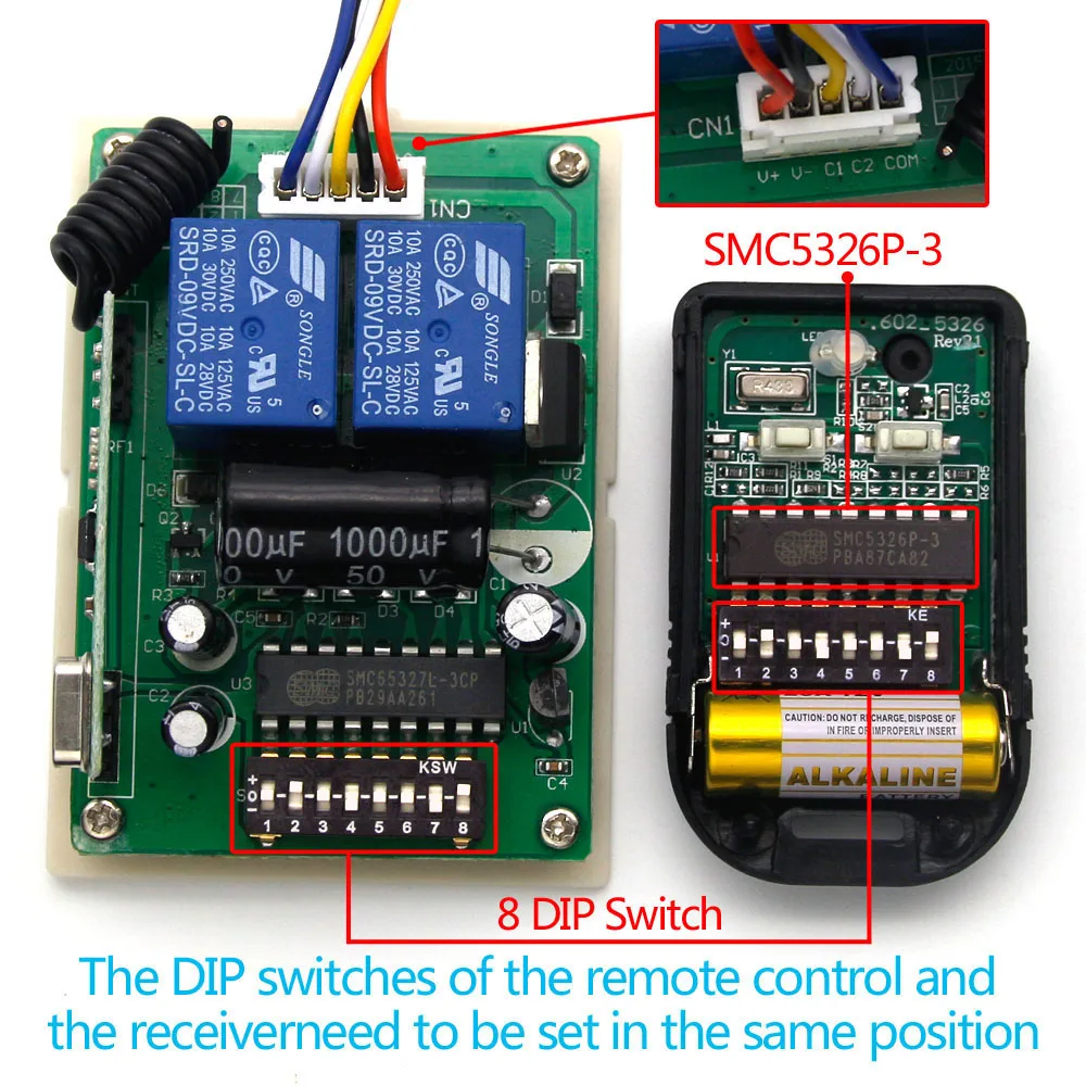 interruptor receptor controlador de 2 canais porta